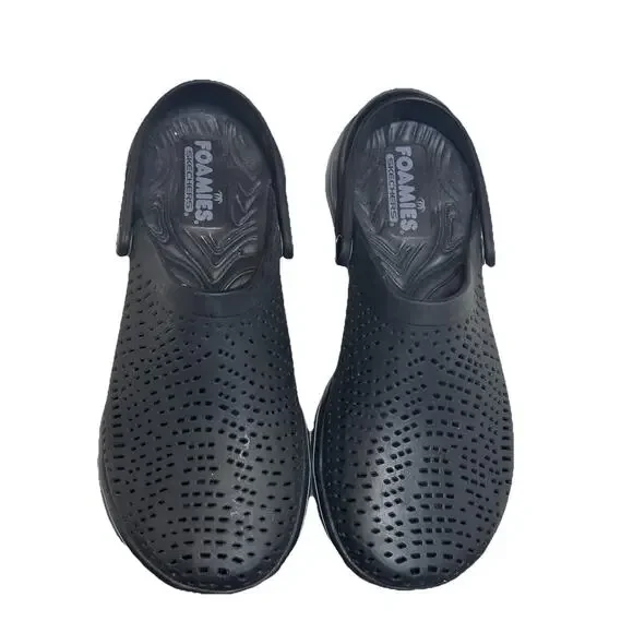 Skechers Women Foamies GO WALK Backstrap Athletic Mules Black Perforated EUC 10 - Picture 1 of 6